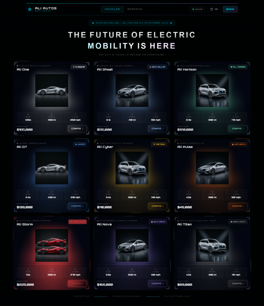 Ali Autos - Luxury Electric Vehicle Showcase